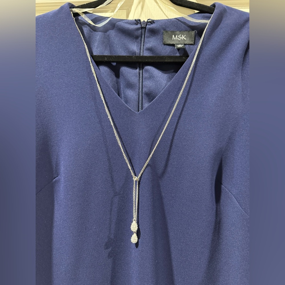 MSK Deep Blue Dress with Chain Detail - Picture 3 of 6